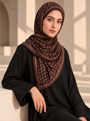 Mocha Geo Luxe Lawn Hijab