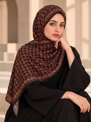 Mocha Geo Luxe Lawn Hijab