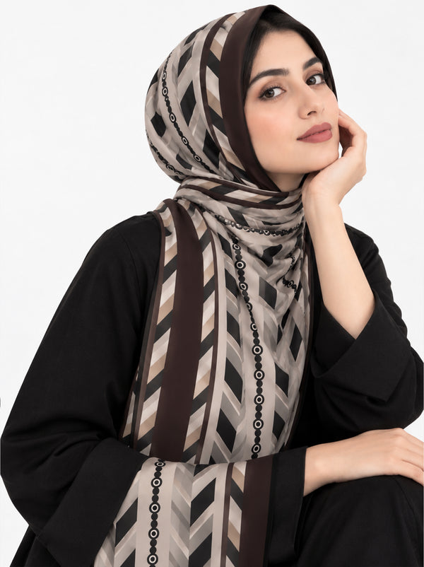Monochrome Chevron Luxe Lawn Hijab