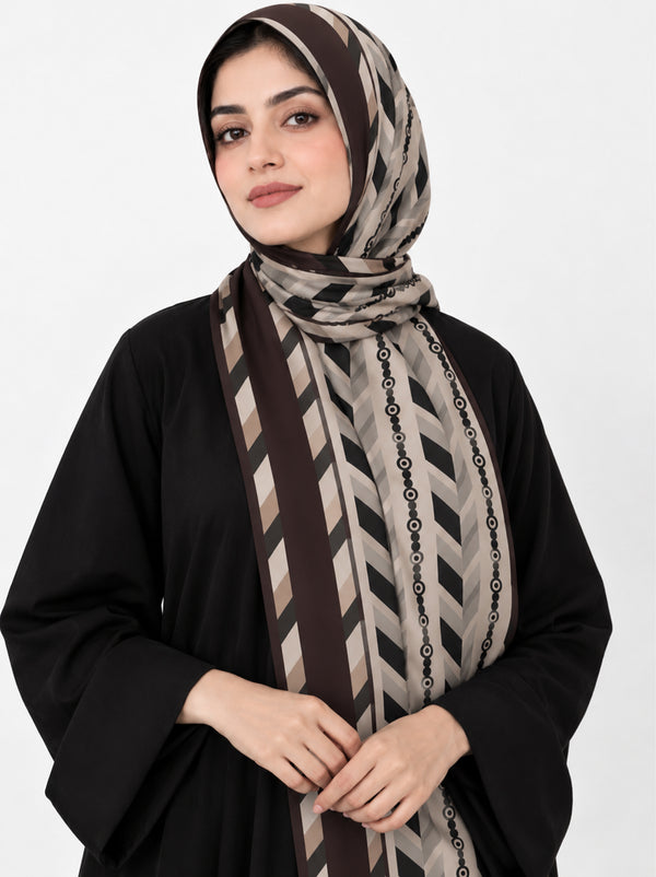 Monochrome Chevron Luxe Lawn Hijab