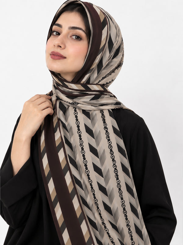 Monochrome Chevron Luxe Lawn Hijab