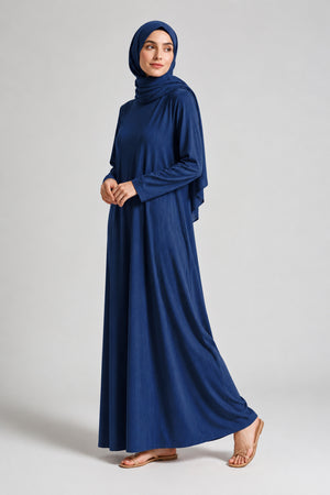 Navy Blue Full-Sleeve Slip Dress
