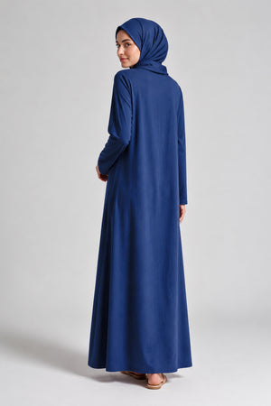 Navy Blue Full-Sleeve Slip Dress