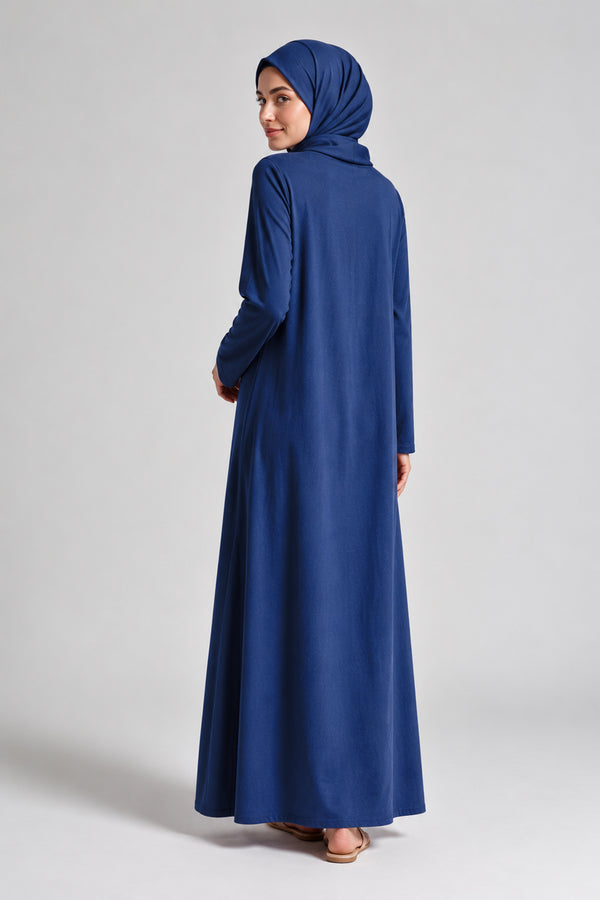 Navy Blue Full-Sleeve Slip Dress