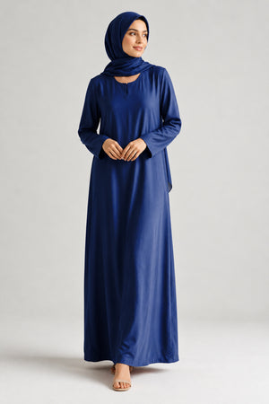 Navy Blue Full-Sleeve Slip Dress