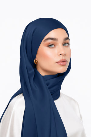 Navy Blue Silk Hijab