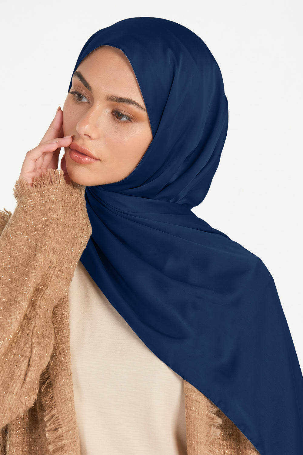 Navy Blue Silk Hijab