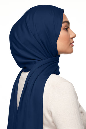 Navy Blue Silk Hijab