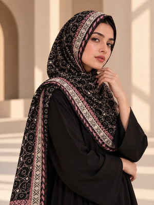 Noir Rose Chain Luxe Lawn Hijab