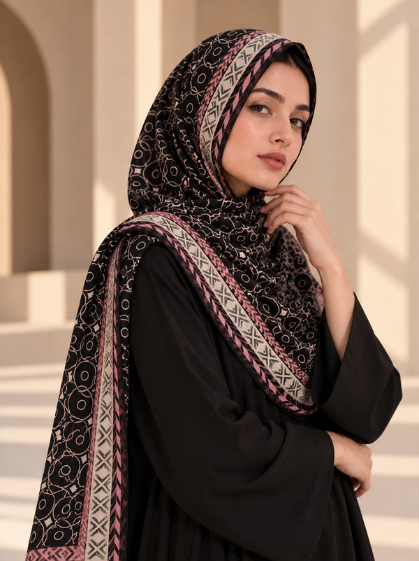 Noir Rose Chain Luxe Lawn Hijab