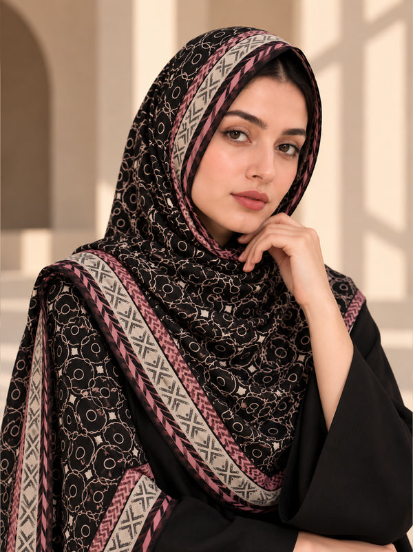 Noir Rose Chain Luxe Lawn Hijab
