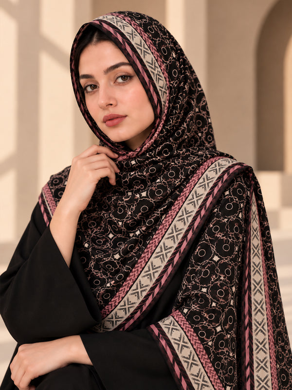 Noir Rose Chain Luxe Lawn Hijab