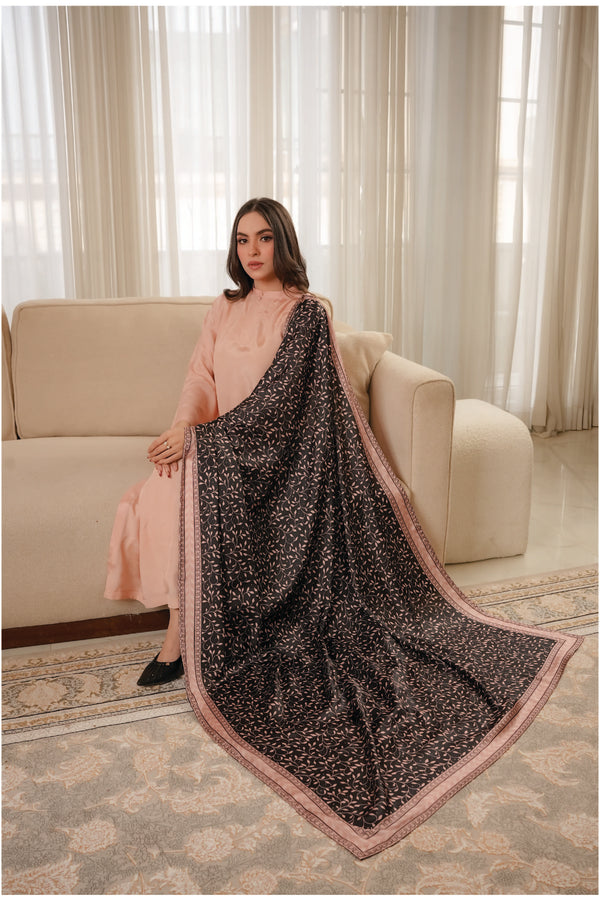 Noir Vine Silk Shawl