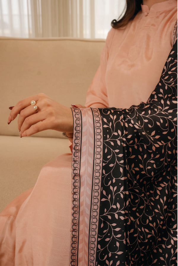 Noir Vine Silk Shawl