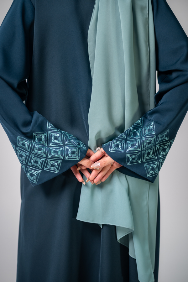 Ottomon Emerald Geometric Abaya