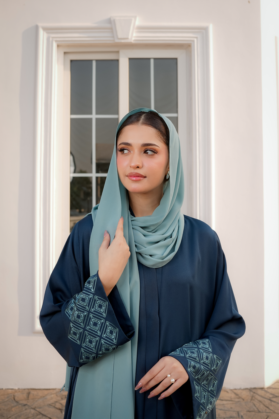 Ottomon Emerald Geometric Abaya