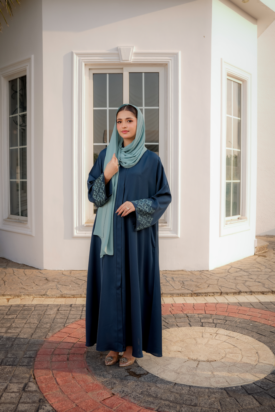 Ottomon Emerald Geometric Abaya