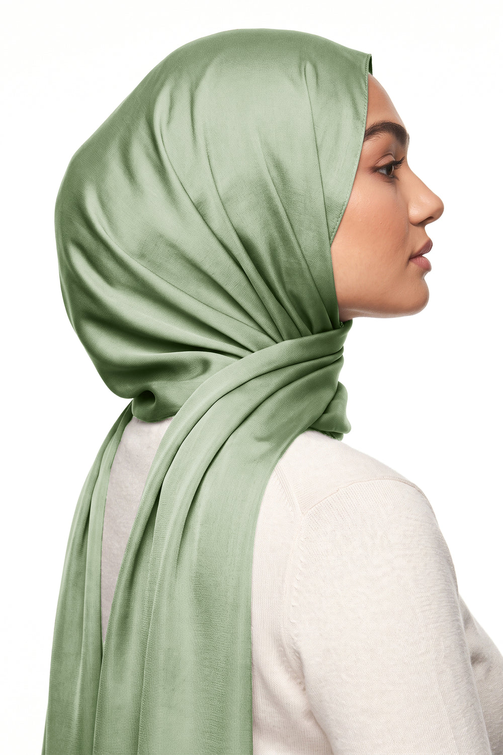 Hijab en soie pistache