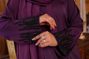 Plum Resham Embroidered Abaya
