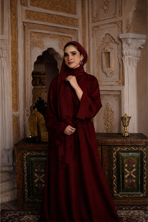 Premium Maroon Luxe Umbrella Cut Closed Abaya