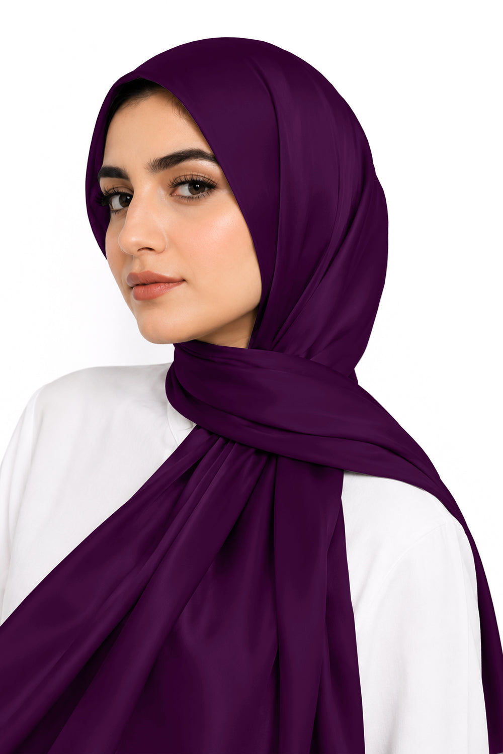 Hijab en soie prune