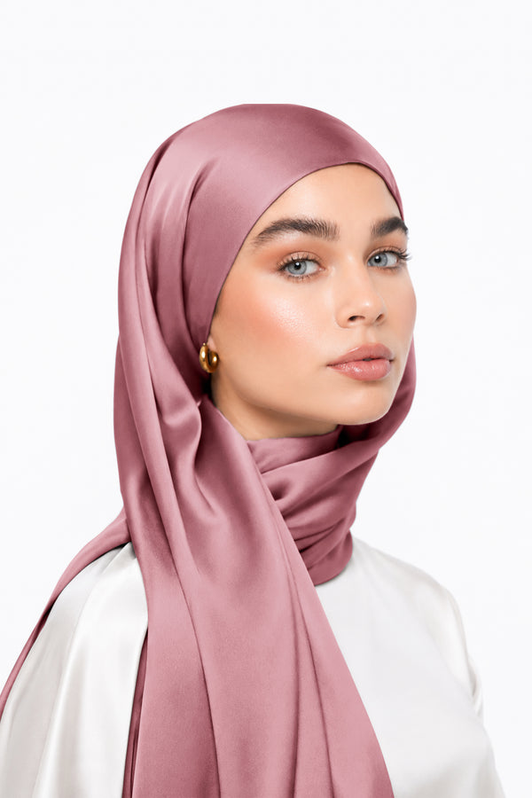 Hijab en soie rose