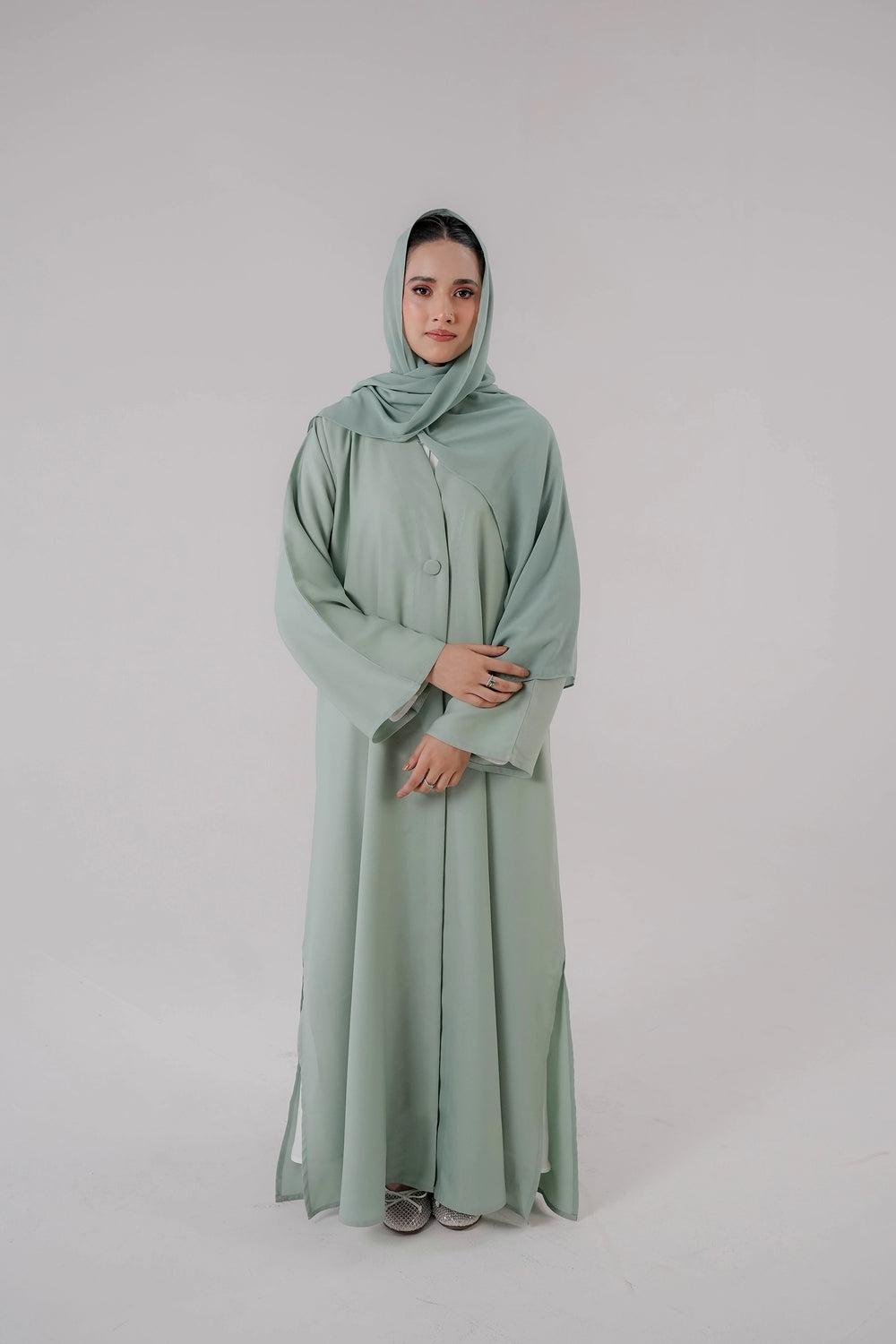 Sage Green Slit Abaya