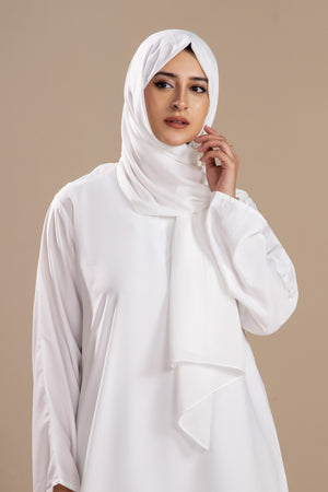 White -  Front Close Abaya
