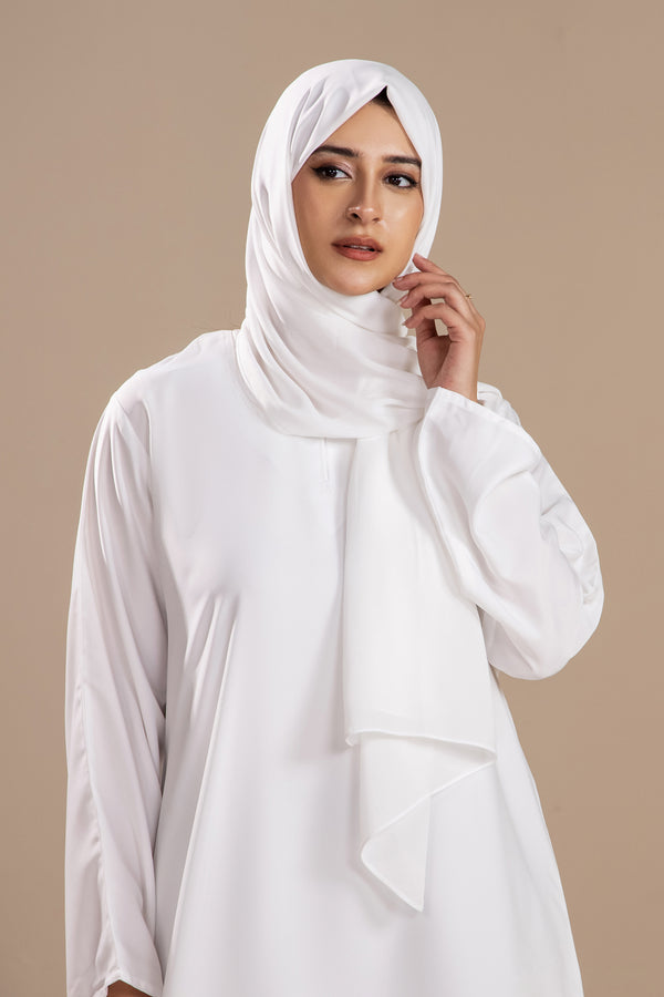 White -  Front Close Abaya