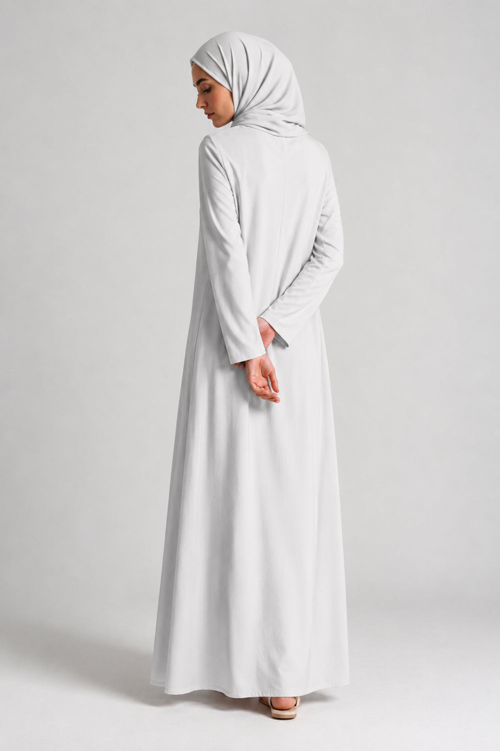 White Full-Sleeve Slip Dress