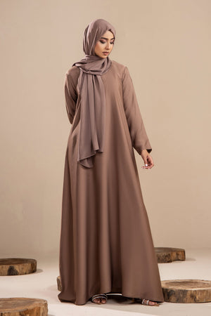 Beige - Front Close Abaya - Malbus
