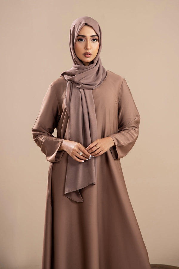 Beige - Front Close Abaya - Malbus