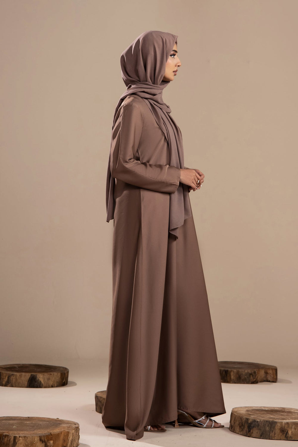 Beige - Front Close Abaya - Malbus