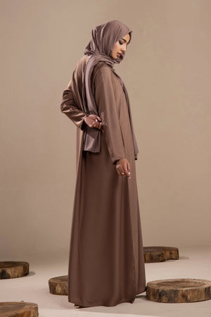Beige - Front Close Abaya - Malbus