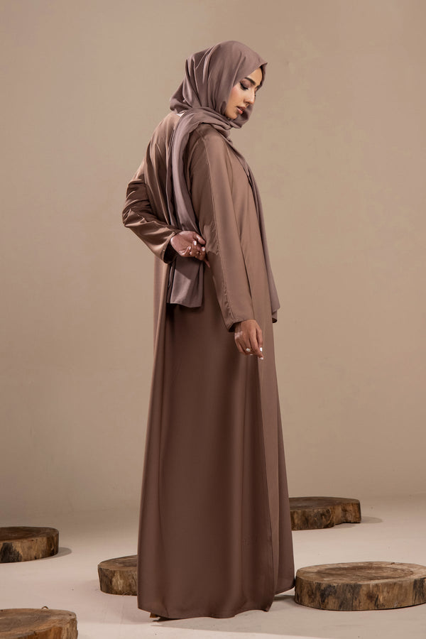 Beige - Front Close Abaya - Malbus