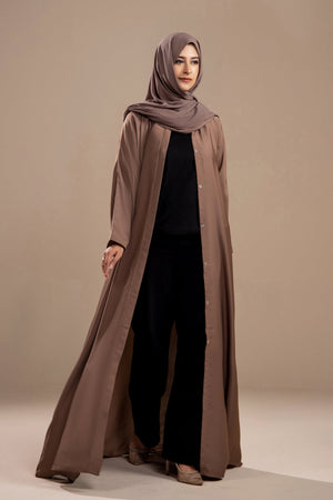 Beige - Front Open Abaya - Malbus