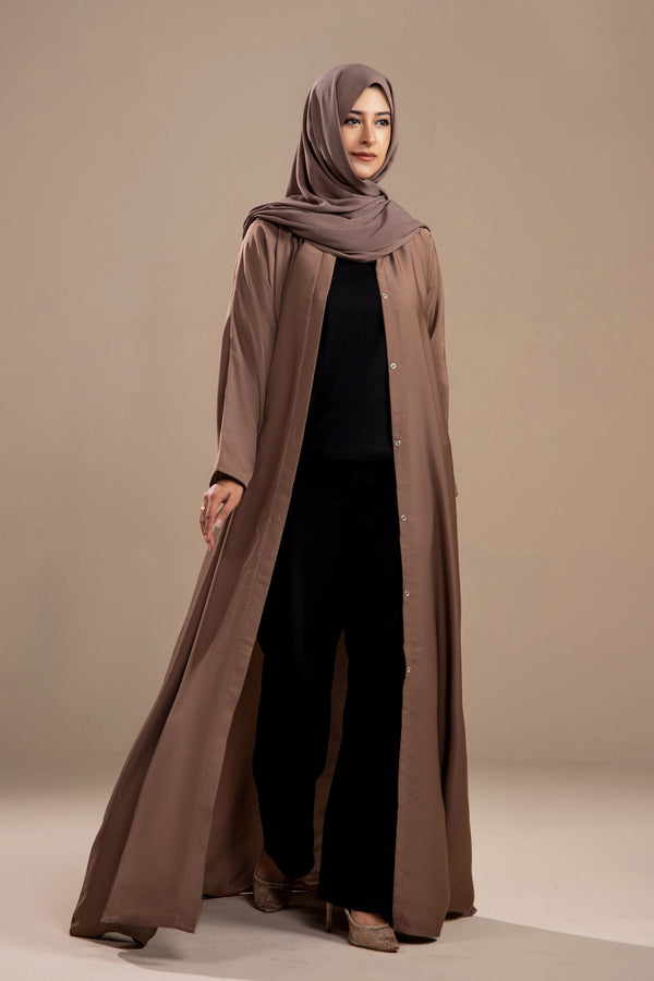 Beige - Front Open Abaya - Malbus