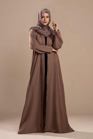 Beige - Front Open Abaya - Malbus