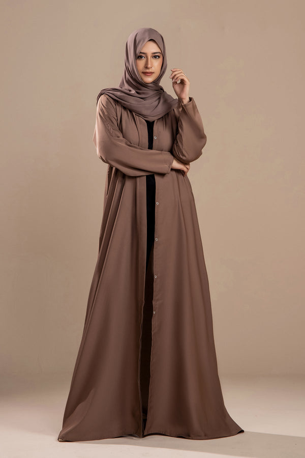 Beige - Front Open Abaya - Malbus
