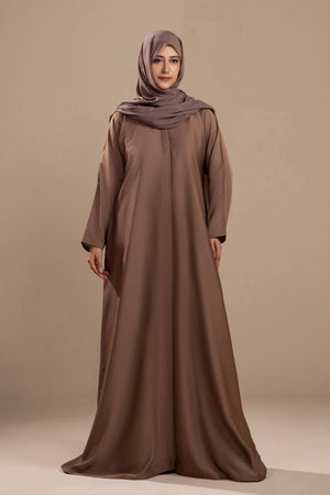 Beige - Front Open Abaya - Malbus