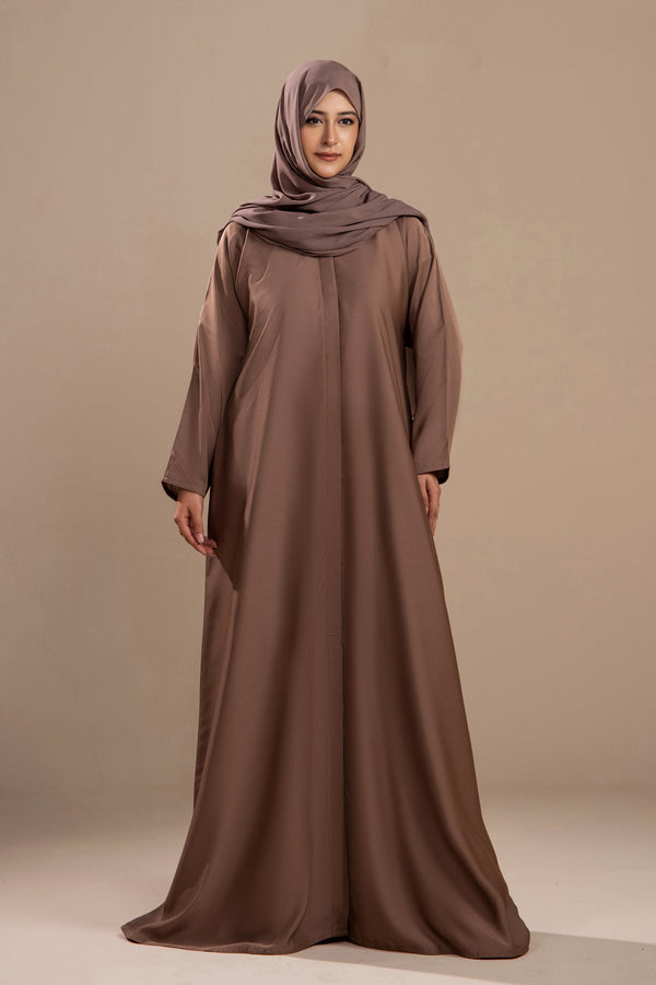 Beige - Front Open Abaya - Malbus