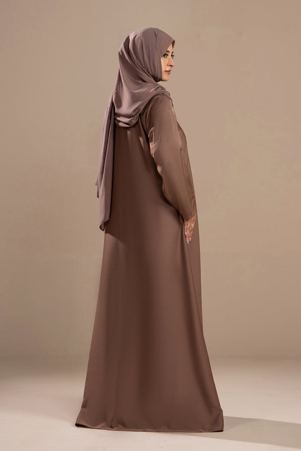 Beige - Front Open Abaya - Malbus