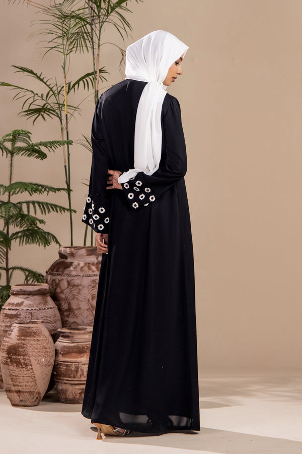 Black Floral Abaya - Malbus