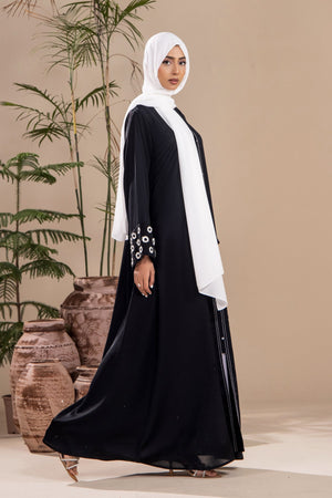 Black Floral Abaya - Malbus