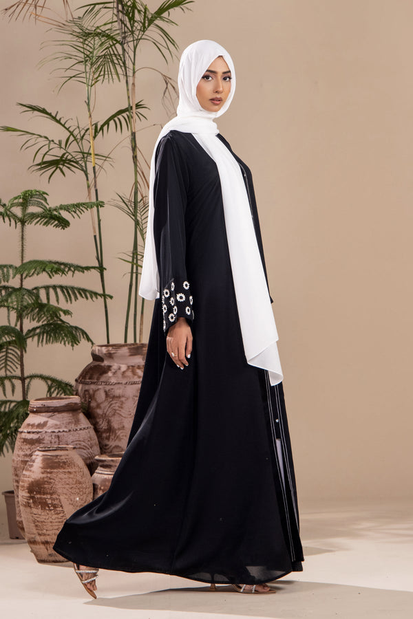 Black Floral Abaya - Malbus