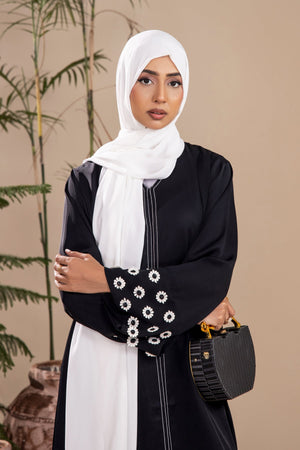 Black Floral Abaya - Malbus