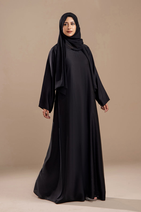Black - Front Close Abaya - Malbus