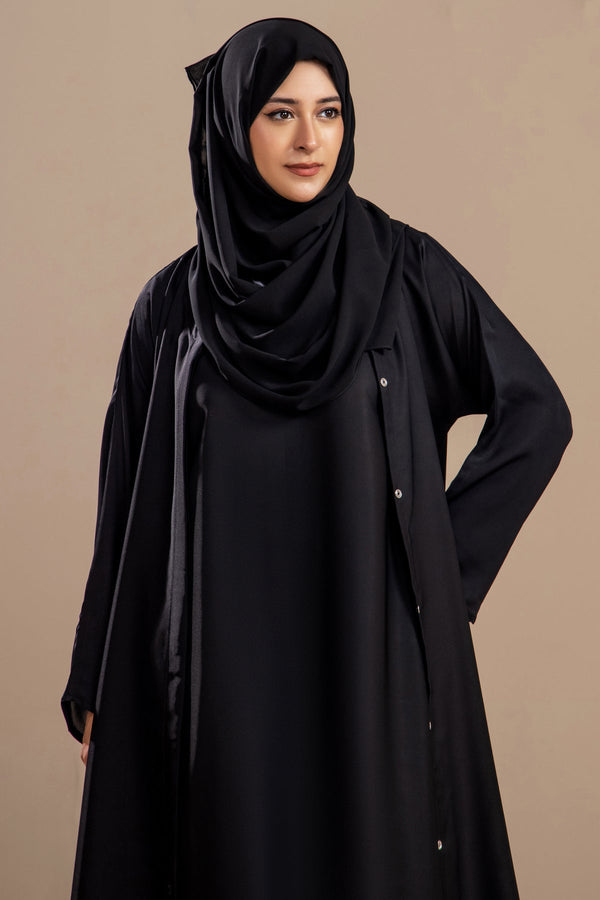 Black - Front Open Abaya - Malbus
