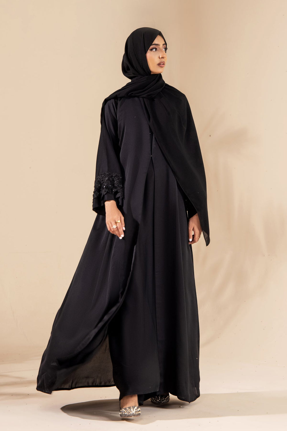 Black Stone Lace Abaya - Malbus