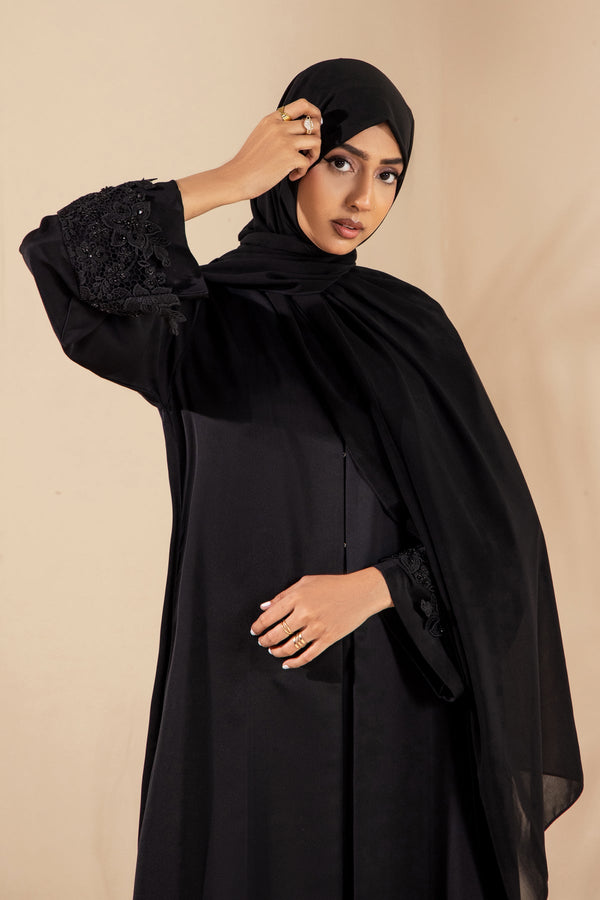 Black Stone Lace Abaya - Malbus